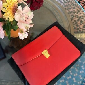 NFS Consigning 4/30 Saint Laurent Paris Red Calfskin Flap Clutch with Pushlock